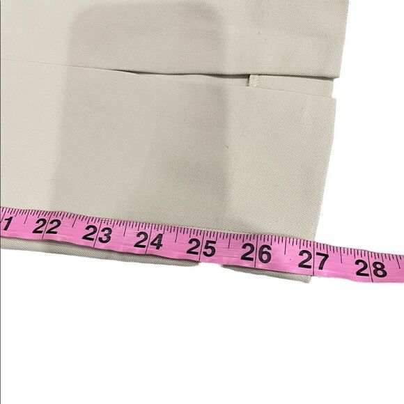 St John Cream Slim Dress Pants w/ Side Zip Closure Front Ankle Slit - Picture 15 of 15